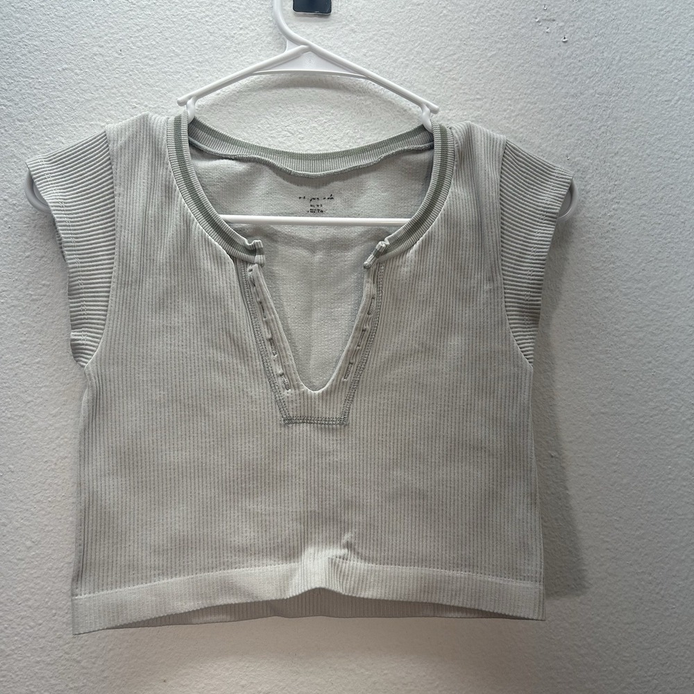 Urban Outfitters Light Sage Ribbed Crop Top